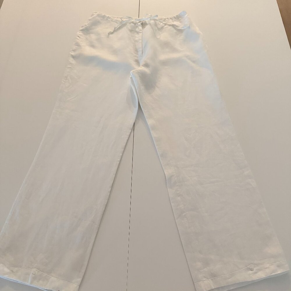 JMP 100% Linen Lined Women Pants White Size Large Resort Travel Casual